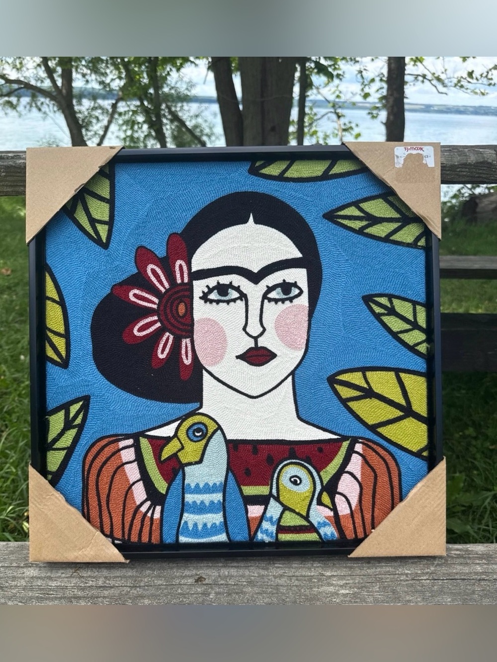Frida Kahlo BP Home Needlepoint Framed Artwork 16.75” New
